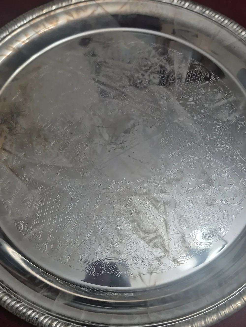 Vintage Silver-Tone Decorative Serving Tray Set Including Merry Christmas Tray